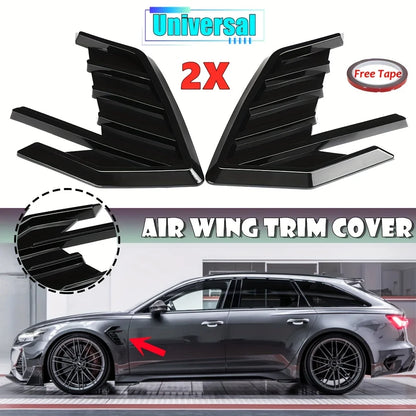 2Pcs Universal Car Air Flow Fender Hood Intake Vent Cover Trim Carbon Fiber Side Wing Decals Body Shark Gill Ventilation Sticker