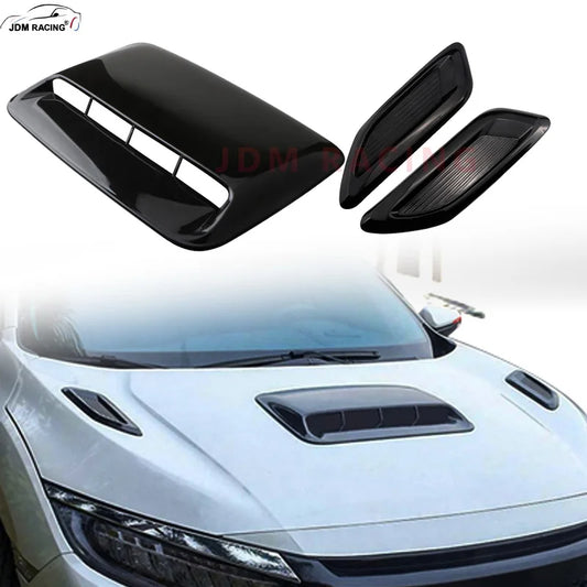 40Cm Universal Car Air Flow Decorative Intake Hood Scoop Bonnet Vent Sticker Cover Hood Geared to Fit Any FLAT Hood Vehicle