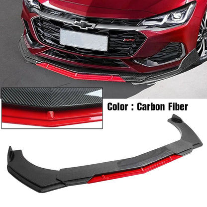5PCS Universal Car Front Bumper Lip Body Kit Spoiler Canard Splitter Diffuser Carbon Fiber Front Bumper Cover Lip Front Spoiler