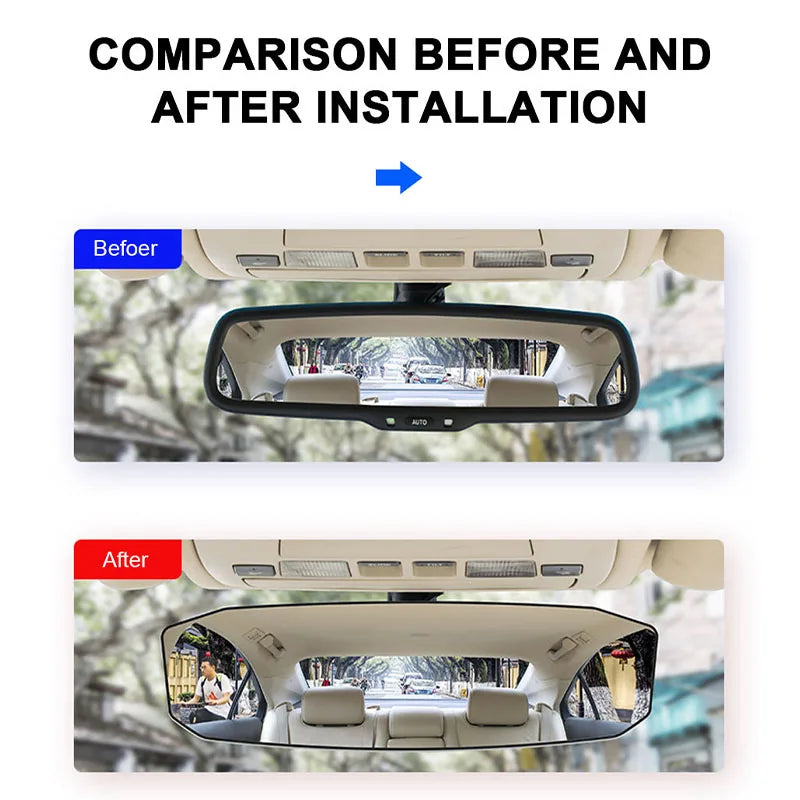 BLALION Car Baby Mirrors Rear View Mirror Wide Angle Panoramic Assisting Anti-Glare Large Vision Interior Monitor Auto Universal