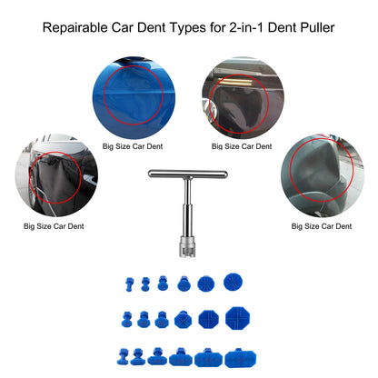 Car Dent Repair Puller, Car Repair Tools Kit with 18Pcs Plastic Glue Tabs Metal T-Handle Dent Remover Universal for Car Accessor